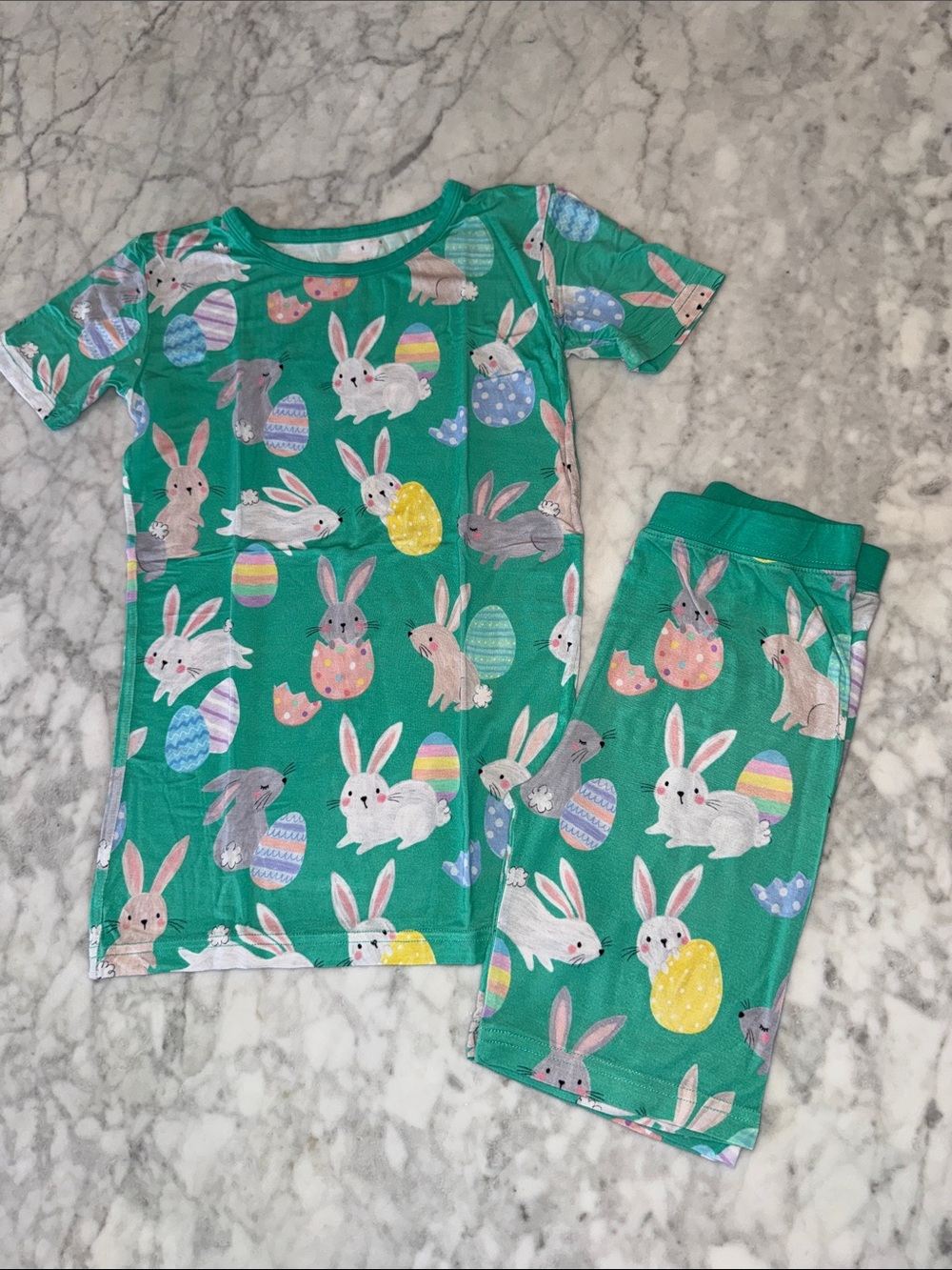 Little Sleepies Green Bunny & Easter Egg Pajama Set 7/8Y